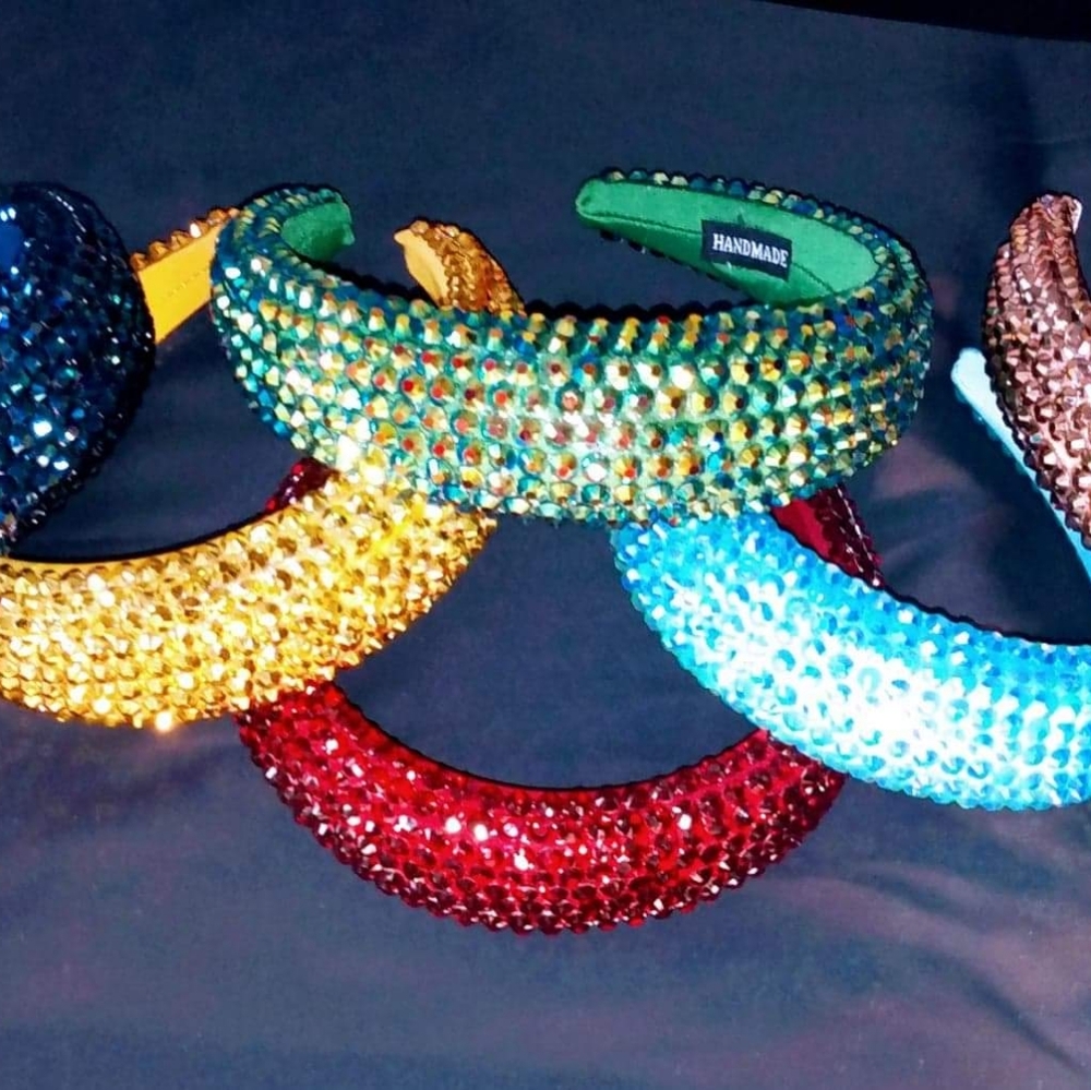 Rhinestone bling cushioned headband